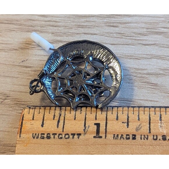 Goth Punk Biker Spider Moon Crystal Dangle Earrings - Picture 3 of 3